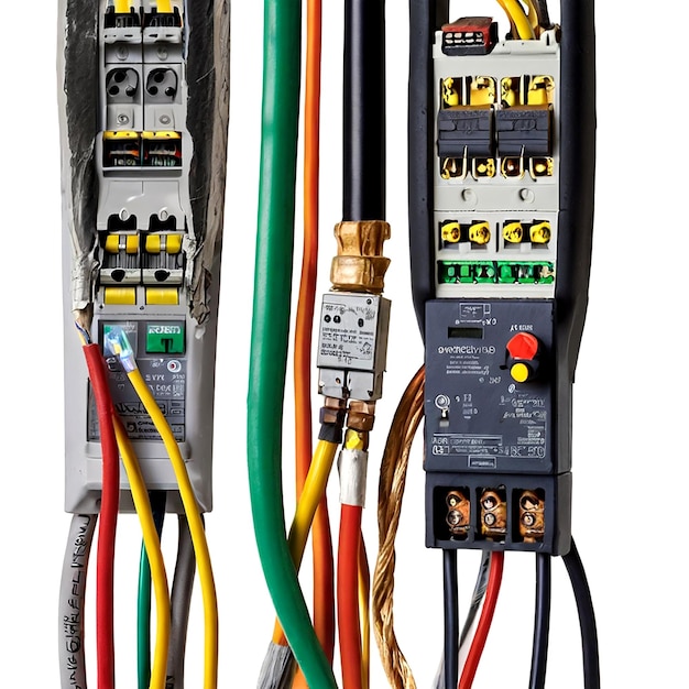 Cables électriques endommagés Circuit de câblage électrique avec conducteur d'énergie et tension d'isolation cassés