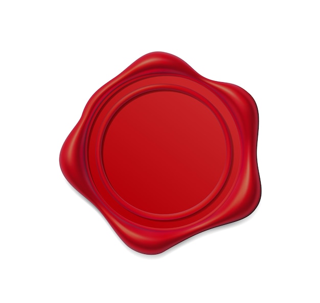 Cachet de bougie en cire rouge 3d Sceau de cire Éléments de conception de rendu vectoriel réaliste