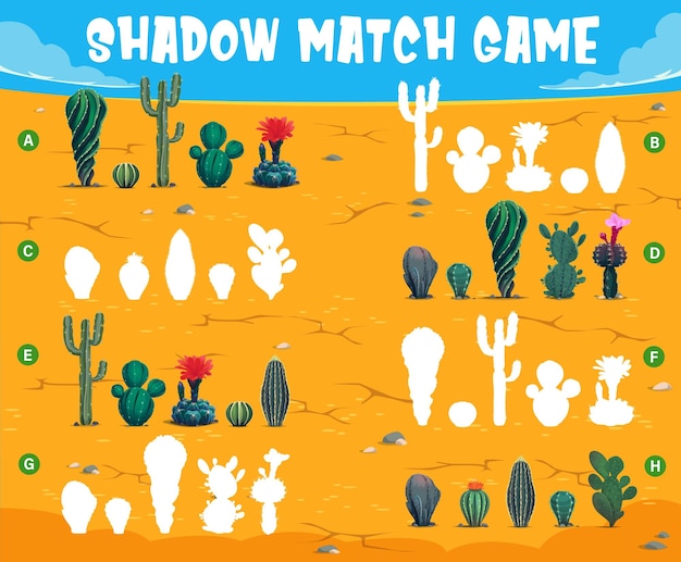 Cactus dans le jeu de match d'ombre du désert mexicain