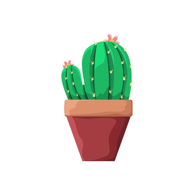 Vecteur cactus dans un pot avec des fleurs