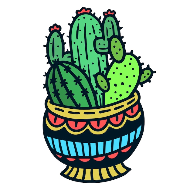 Cactus Dans Un Pot De Tatouage Old School