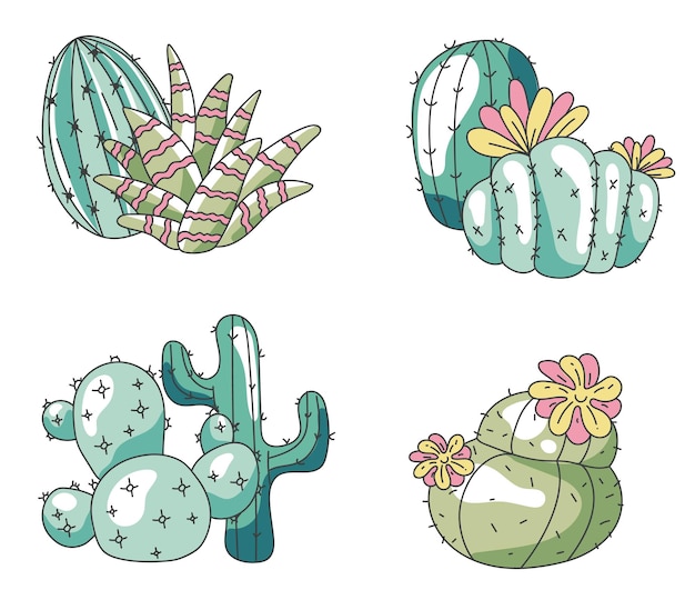 Cactus Fleur Succulente Aquarelle Nature Plante Concept Set Collection élément De Conception Graphique