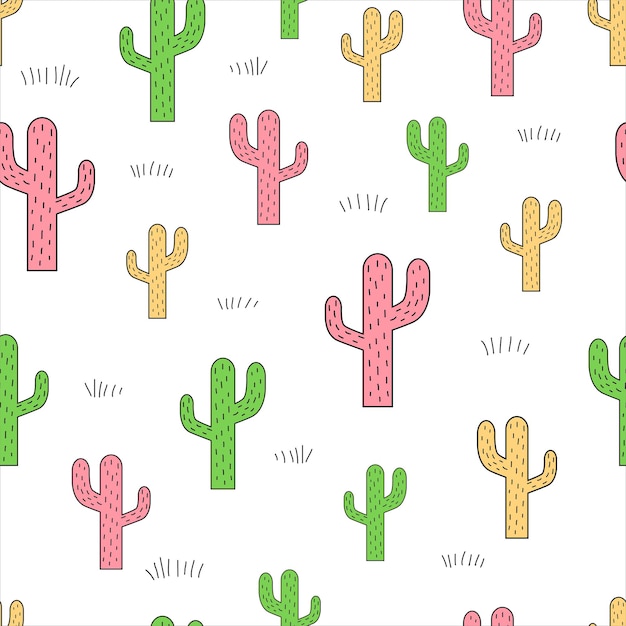 Cactus Sur Fond Blanc Modèle Vectorielle Continue