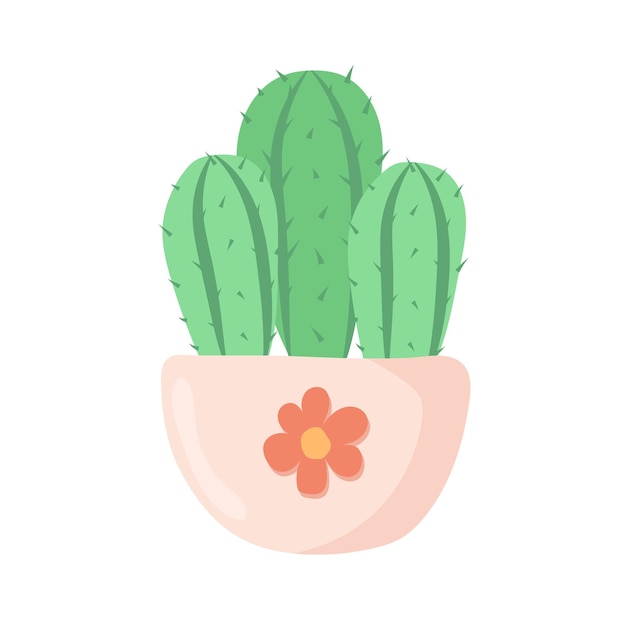 Cactus en illustration vectorielle de dessin animé pot coloré