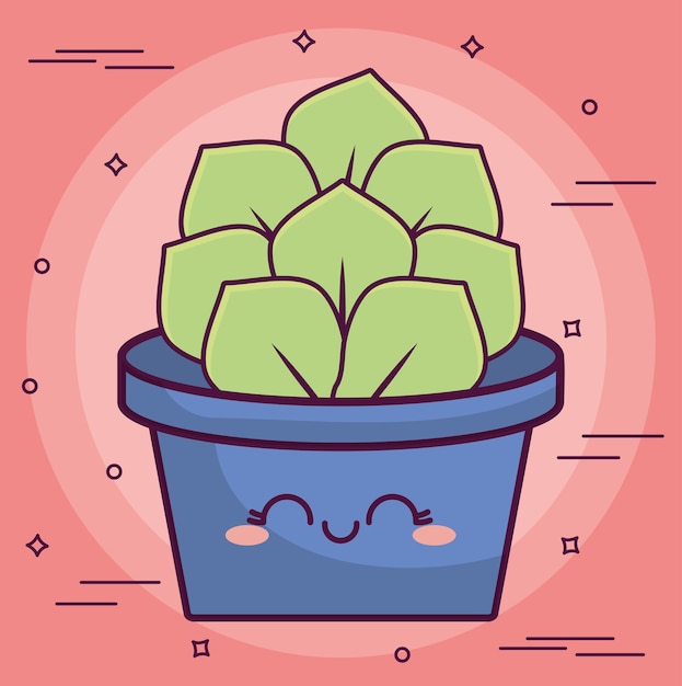 Cactus Kawaii Dans Une Icône De Pot