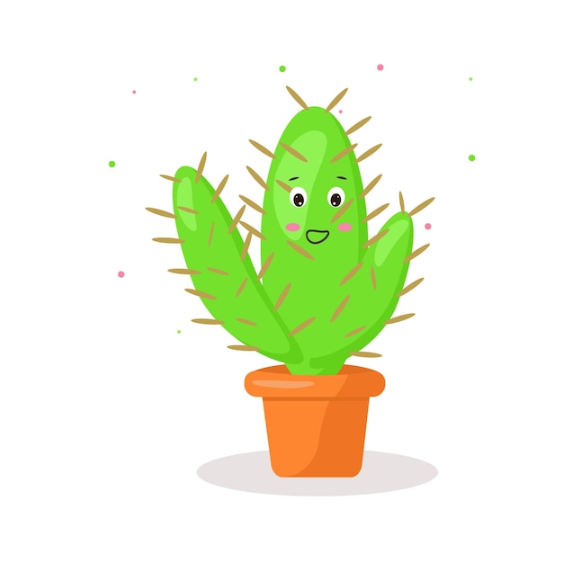 Cactus Kawaii Dans Un Pot émotions Joyeuses