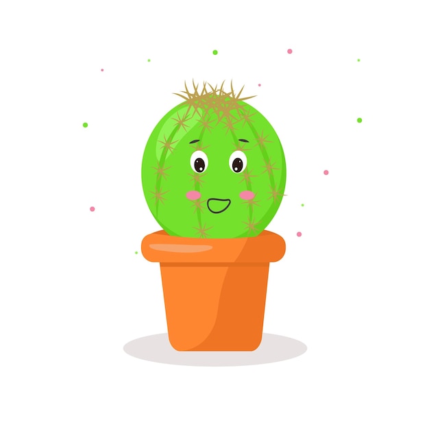 Cactus Kawaii Dans Un Pot émotions Joyeuses