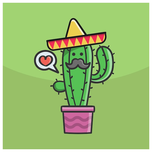 Cactus Mexicain Mignon Avec Chapeau Et Moustache