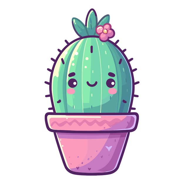 Vecteur cactus mignon dans une illustration vectorielle en pot