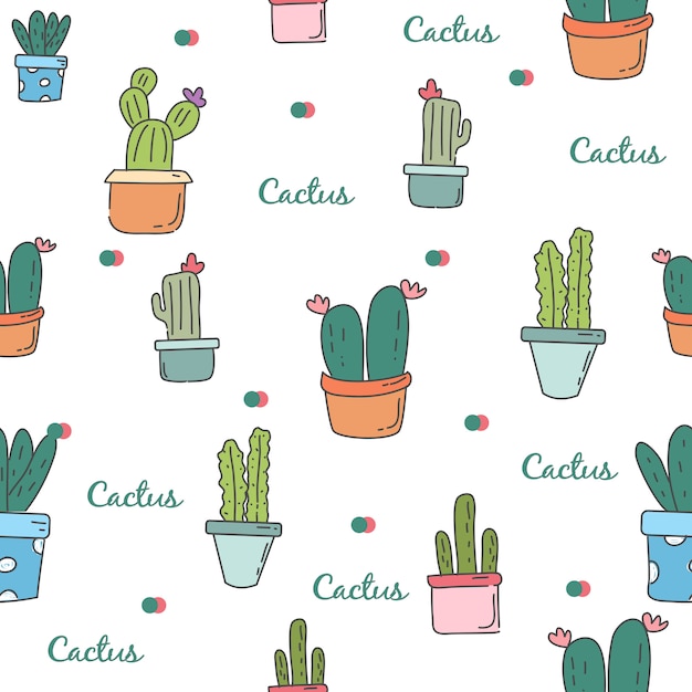 Cactus Mignon Répètent Modèle Sans Couture