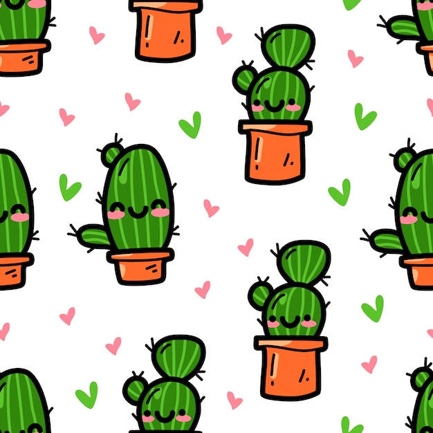 Cactus En Modèle Sans Couture De Style Doodle