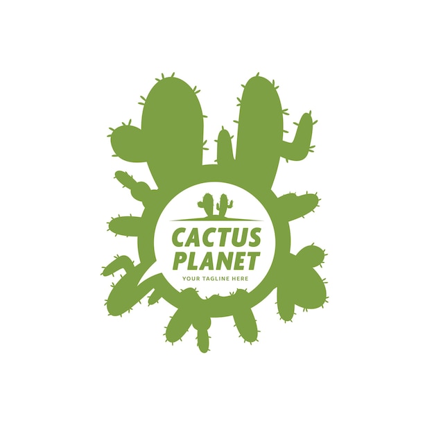 Cactus Planète Logo Univers Monde De Cactus Logo Icône En Forme De Cactus Silhouette