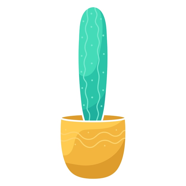 Cactus de plante d'intérieur plat de dessin animé dans un pot pour l'emballage des graines du logo du magasin de fleurs