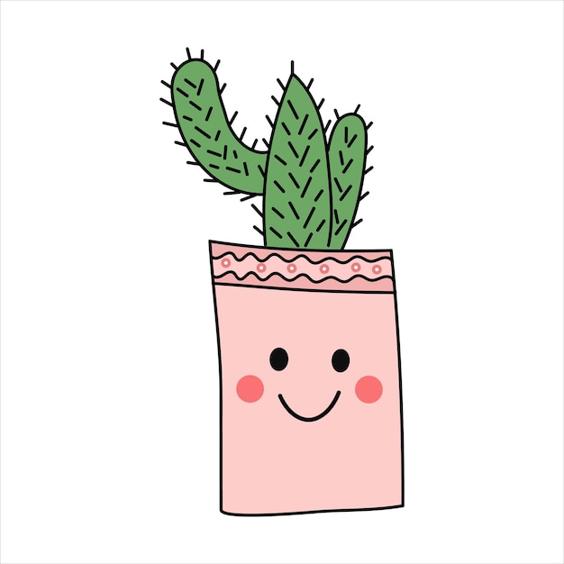 Cactus en pot rose doodlestyle