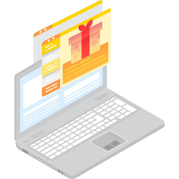 Cadeau en ligne 3d vector icône de magasin internet ordinateur