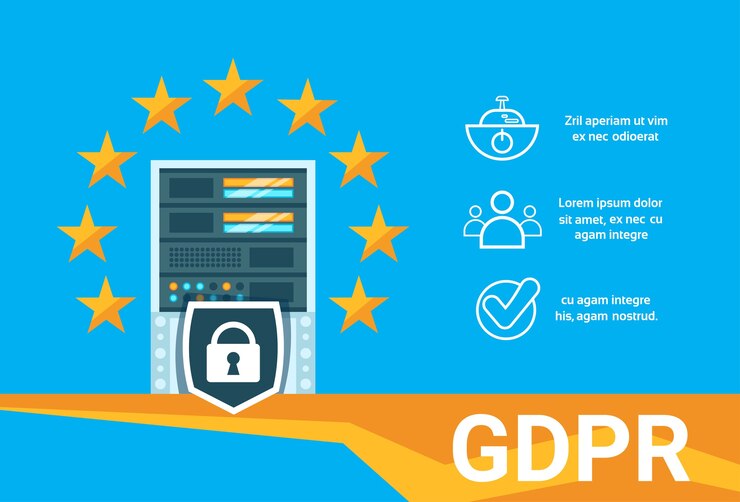 Vecteur cadenas bouclier étoiles infographie sur le centre de stockage de données