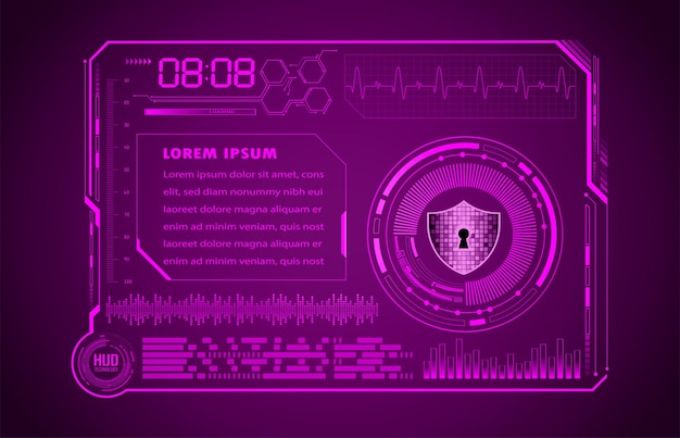 Cadenas fermé HUD sur la cybersécurité de fond numérique