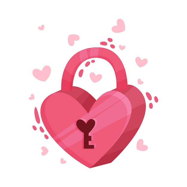 Vecteur le cadenas en forme de cœur rose en tant que symbole du jour de la saint-valentin illustration vectorielle