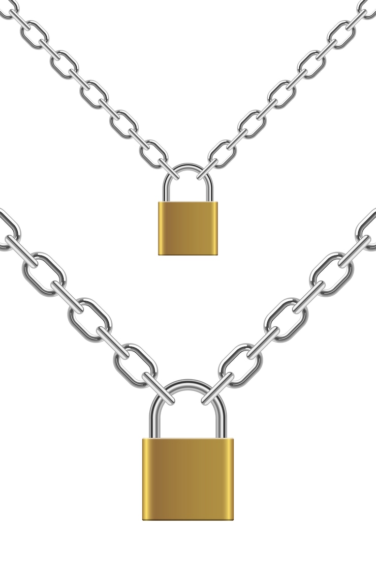 Vecteur cadenas avec illustration de chaîne sur fond blanc
