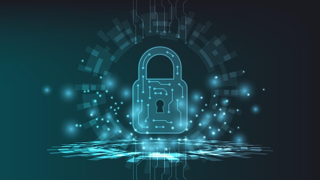 cadenas numérique avec écran virtuel sur fond sombre. prévention de la fraude dans les technologies de cybersécurité