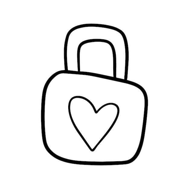 Cadenas Avec Symbole De Coeur Amour Doodle Livre De Coloriage De Dessin Animé Linéaire