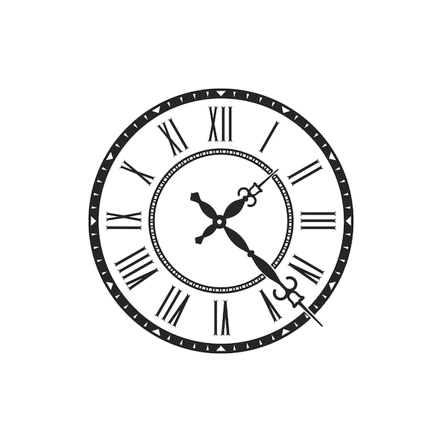 Vecteur cadran isolé de cadran de montre de temps avec des chiffres romains