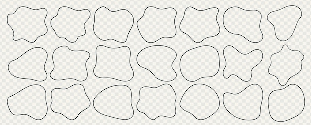 Vecteur cadre d'amibe de ligne simple ou contour de cercle illustration vectorielle de bordure ensemble isolé sur blanc bordure amorphe linéaire doodle forme de tache dessinée à la main