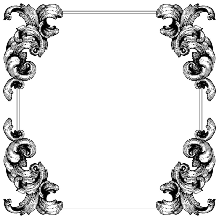 Vecteur cadre d'angle frontière floral ornemental baroque