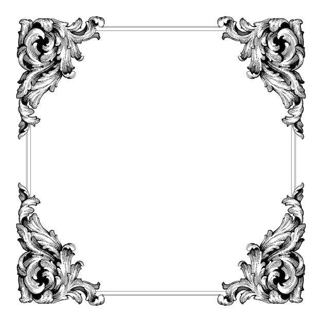 Cadre d'angle frontière floral ornemental baroque