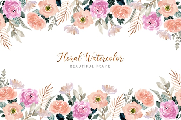 Vecteur cadre aquarelle floral pêche rose