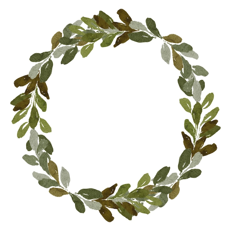 Vecteur cadre aquarelle d'illustration de couronne de feuilles vertes peintes à la main