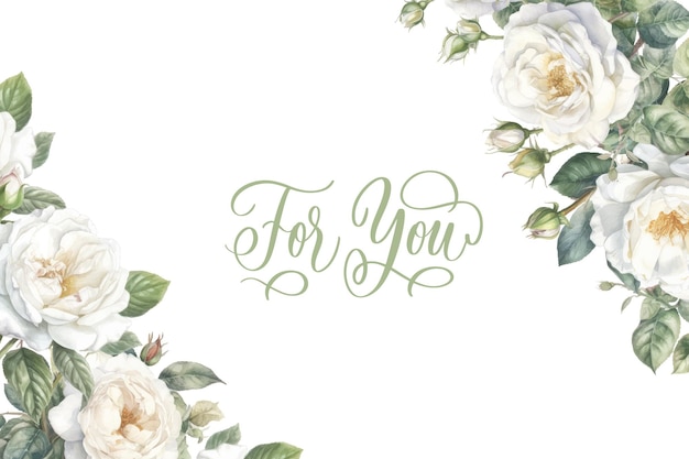 Vecteur cadre aquarelle vintage avec carte de roses anglaises en fleurs pour vous