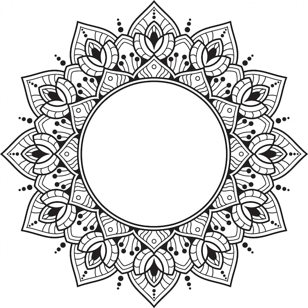 Cadre arabesque mandala. Motif floral.