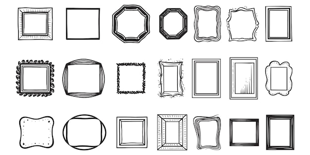 Cadre ou badge de Doodle dans le style de Doodle ou de dessin animé.