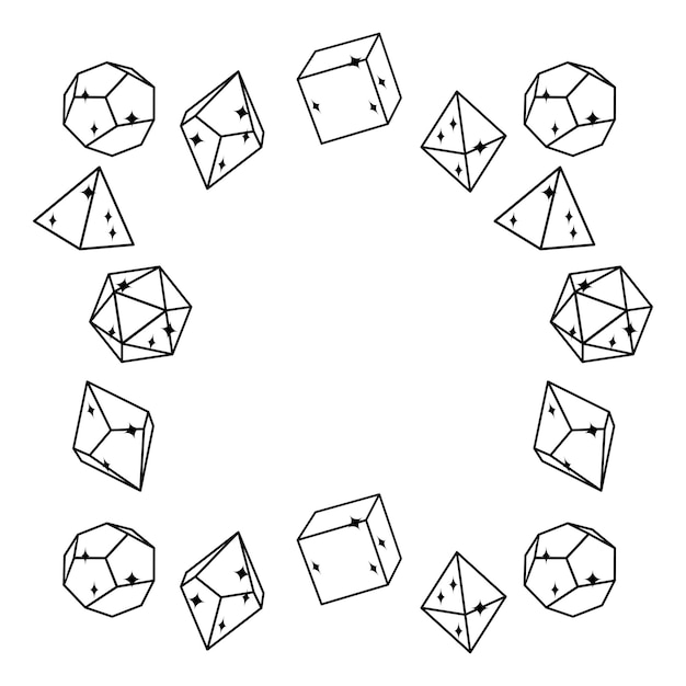 Vecteur cadre de dés blanc en forme carrée dessiné à la main