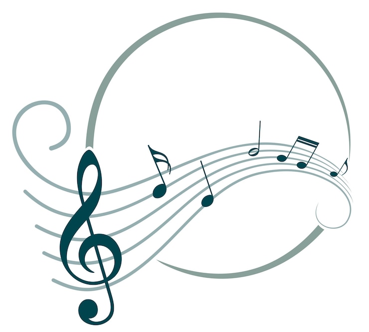 Vecteur le cadre bleu stylisé avec des notes de musique