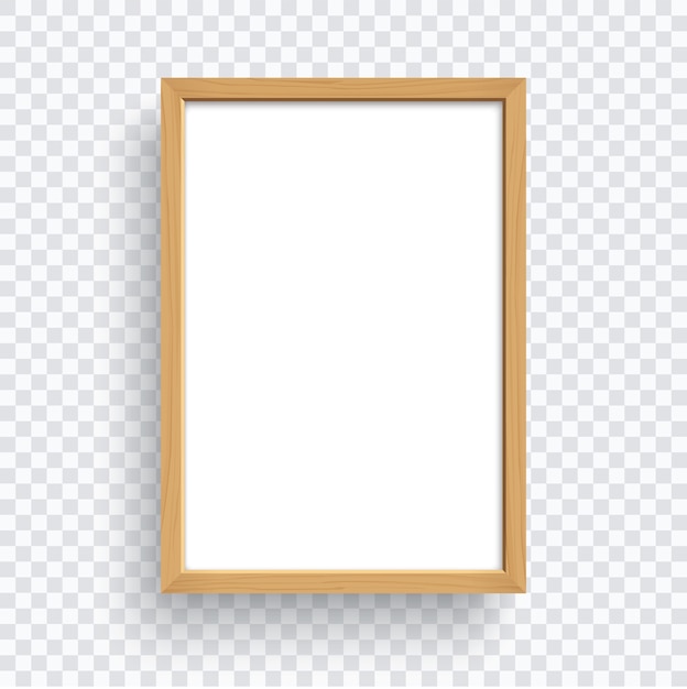 Vecteur cadre en bois rectangle isolé sur fond transparent.