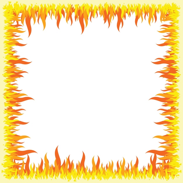 Vecteur cadre de bordure effet flammes avec fond blanc