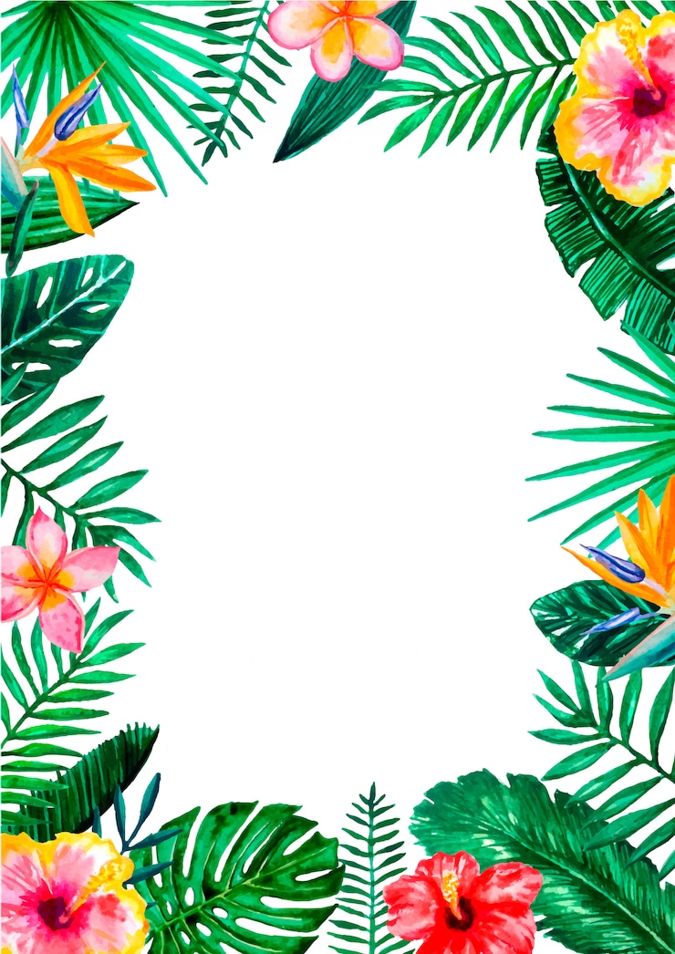 Vecteur cadre de bordure florale tropicale aquarelle
