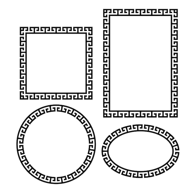 Cadre De Bordure Ovale Carré Rectangulaire à Clé Grecque Motifs égyptiens Et Grecs Typiques