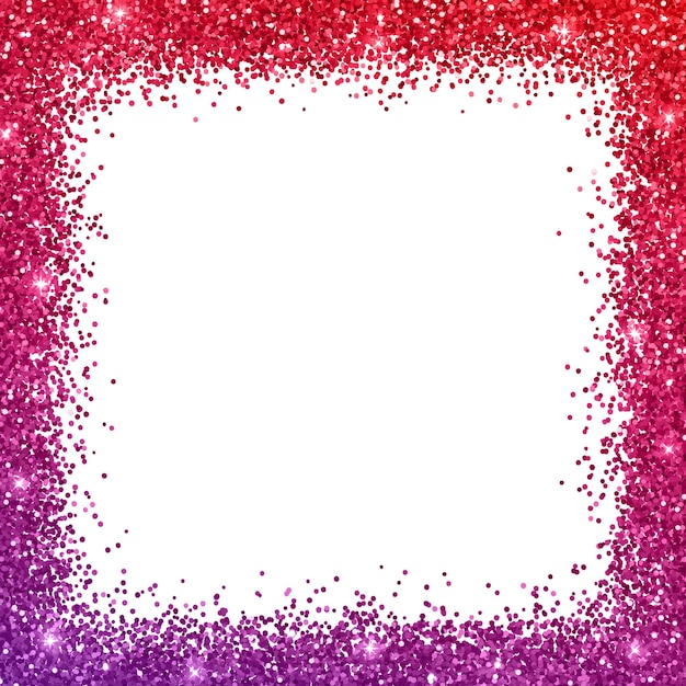 Cadre De Bordure Scintillant Avec Effet De Couleur Rouge Violet Sur Fond Blanc