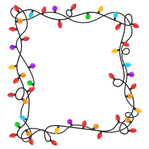 Cadre carré d'ampoule de Noël coloré