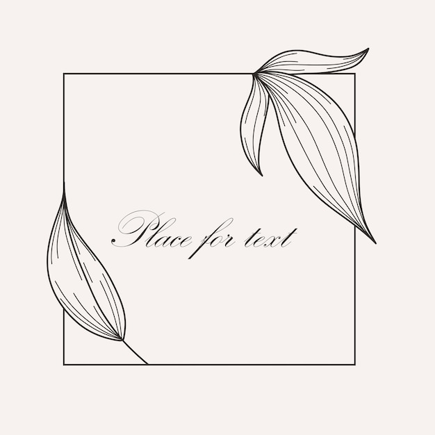 Cadre Carré Botanique Branches De Bordure De Ligne Ronde Dessinées à La Main Avec Feuilles Invitation De Mariage Et Cartes Logo Design Et Modèle D'affiches Illustration Isolée De Vecteur Floral De Style Minimal élégant