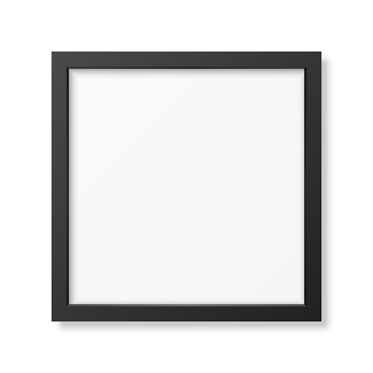 Vecteur cadre carré noir réaliste isolé sur blanc.