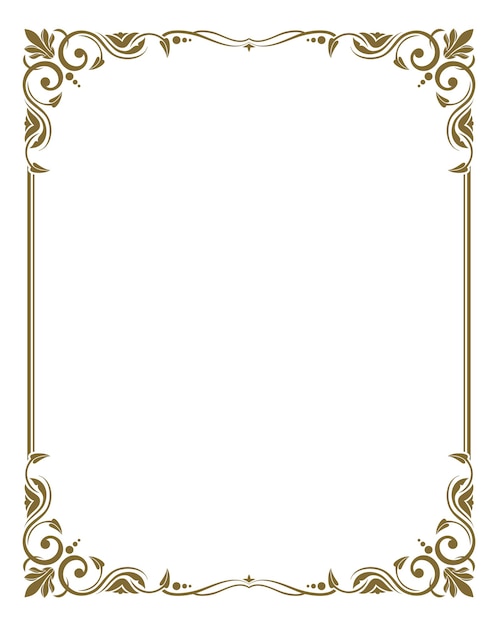 Cadre de carte vintage avec bordure d'ornement floral doré isolé sur fond blanc