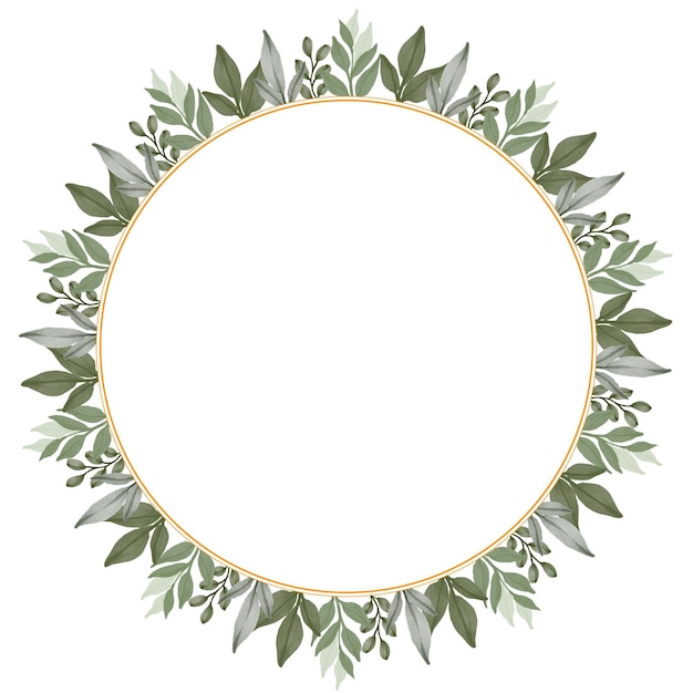 Cadre De Cercle Avec Bordure De Feuille Verte Pour Carte De Mariage