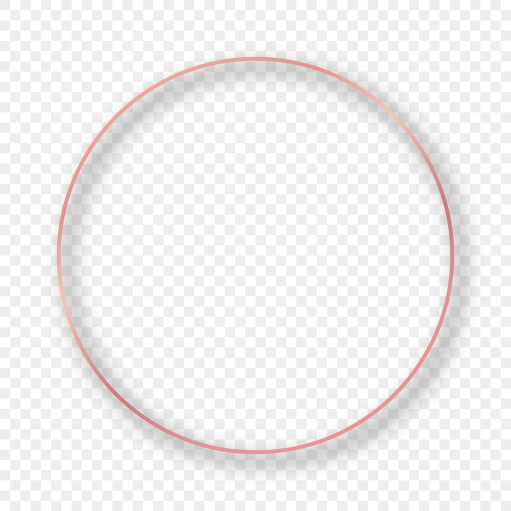 Vecteur cadre de cercle brillant en or rose avec ombre