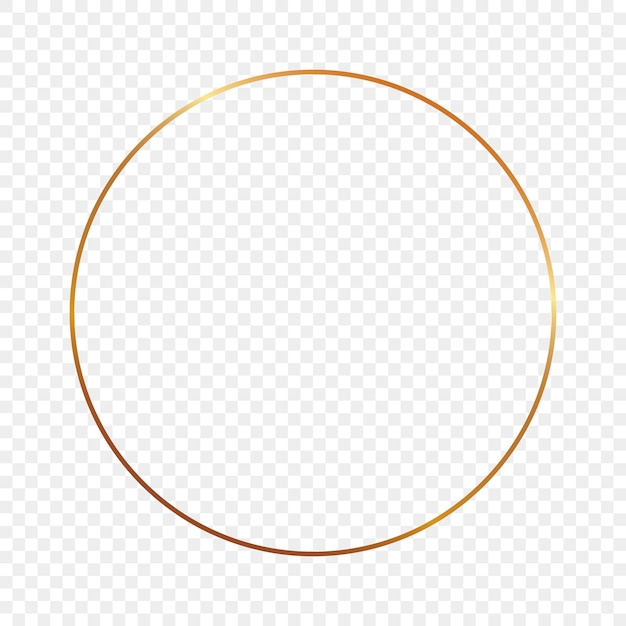 Cadre de cercle lumineux or isolé sur fond transparent. Cadre brillant avec des effets lumineux. Illustration vectorielle.