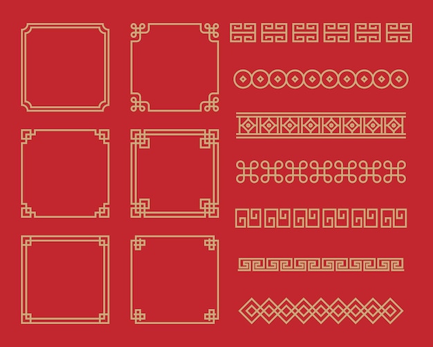 Cadre Chinois De Conception De Frontière Chinoise Traditionnelle