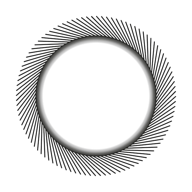 Cadre circulaire abstrait Lignes noires rotatives Forme creuse géométrique Élément minimal moderne